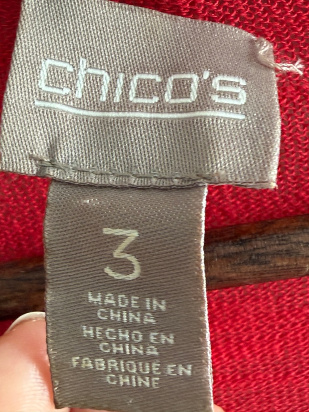 Chico's Size 3 Red Open Front Cardigan Lightweight Travel Knit Layer - Picture 5 of 6